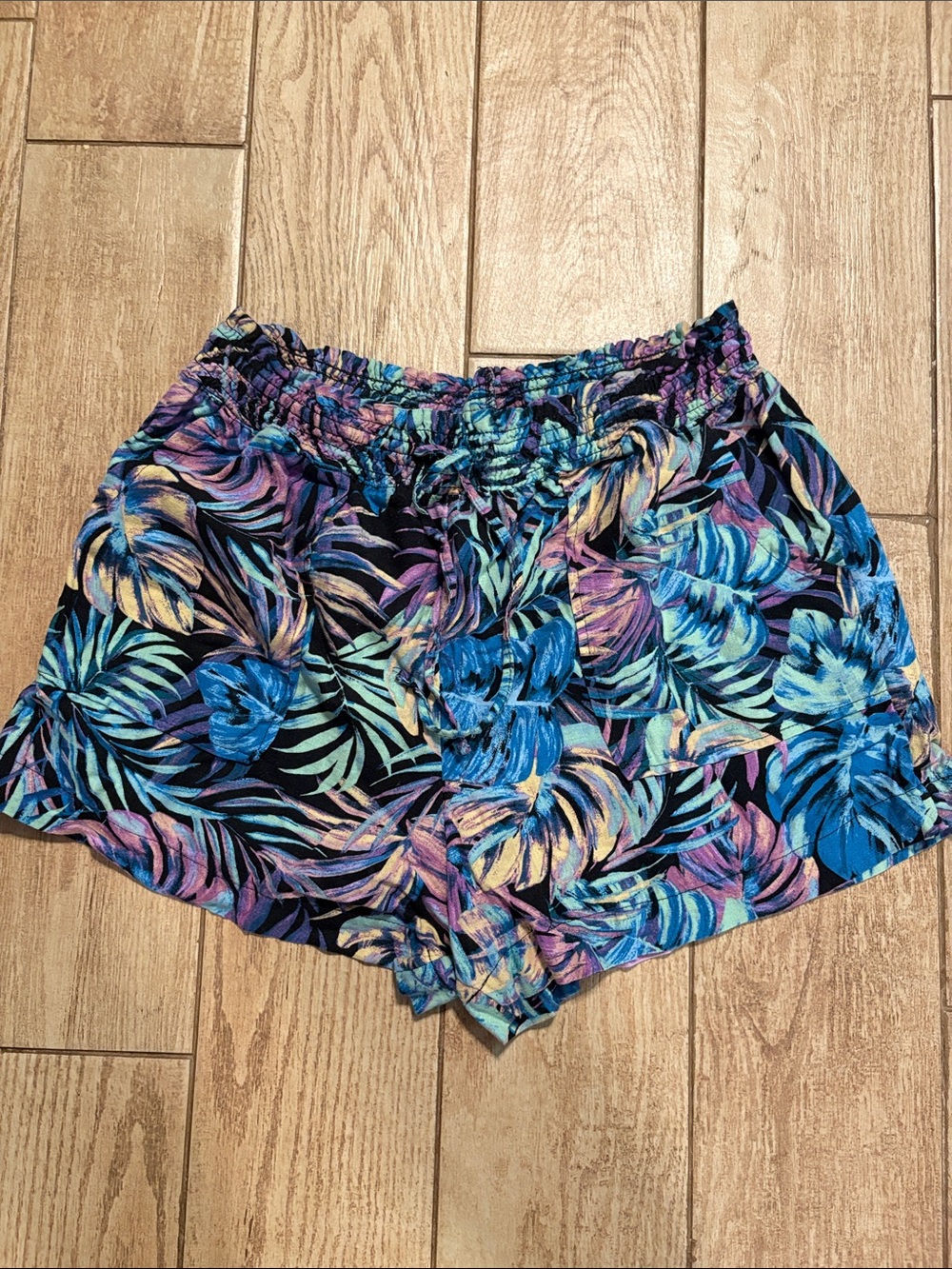 Tropical Blue Multi Elastic Waist Women’s Shorts